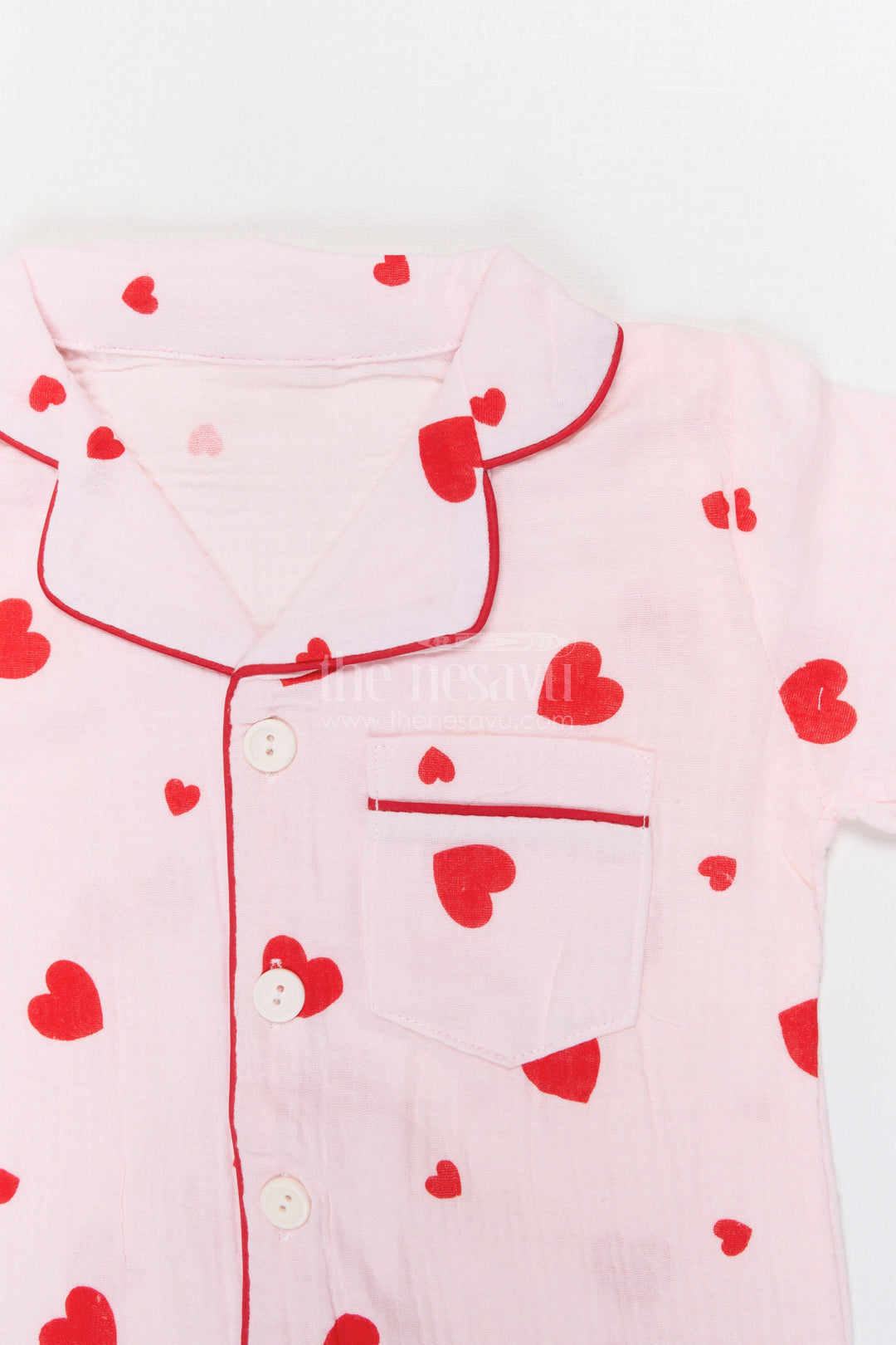 The Nesavu Night Dress Kids Cotton Night Suit Set for Daily Sleepwear Nesavu Nesavu Kids Muslin Cotton Night Dress Set With Digital Print For Everyday Comfort