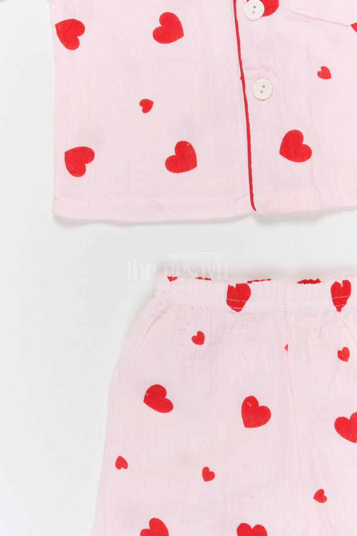 The Nesavu Night Dress Kids Cotton Night Suit Set for Daily Sleepwear Nesavu Nesavu Kids Muslin Cotton Night Dress Set With Digital Print For Everyday Comfort