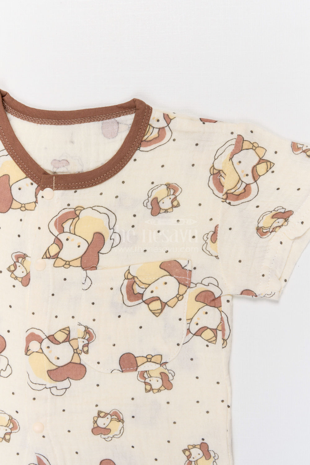 The Nesavu Night Dress Kids Cotton Night Suit with Cartoon Print for Daily Sleep Nesavu Nesavu Kids Muslin Cotton Cartoon Print Night Suit For Breathable Summer Sleepwear