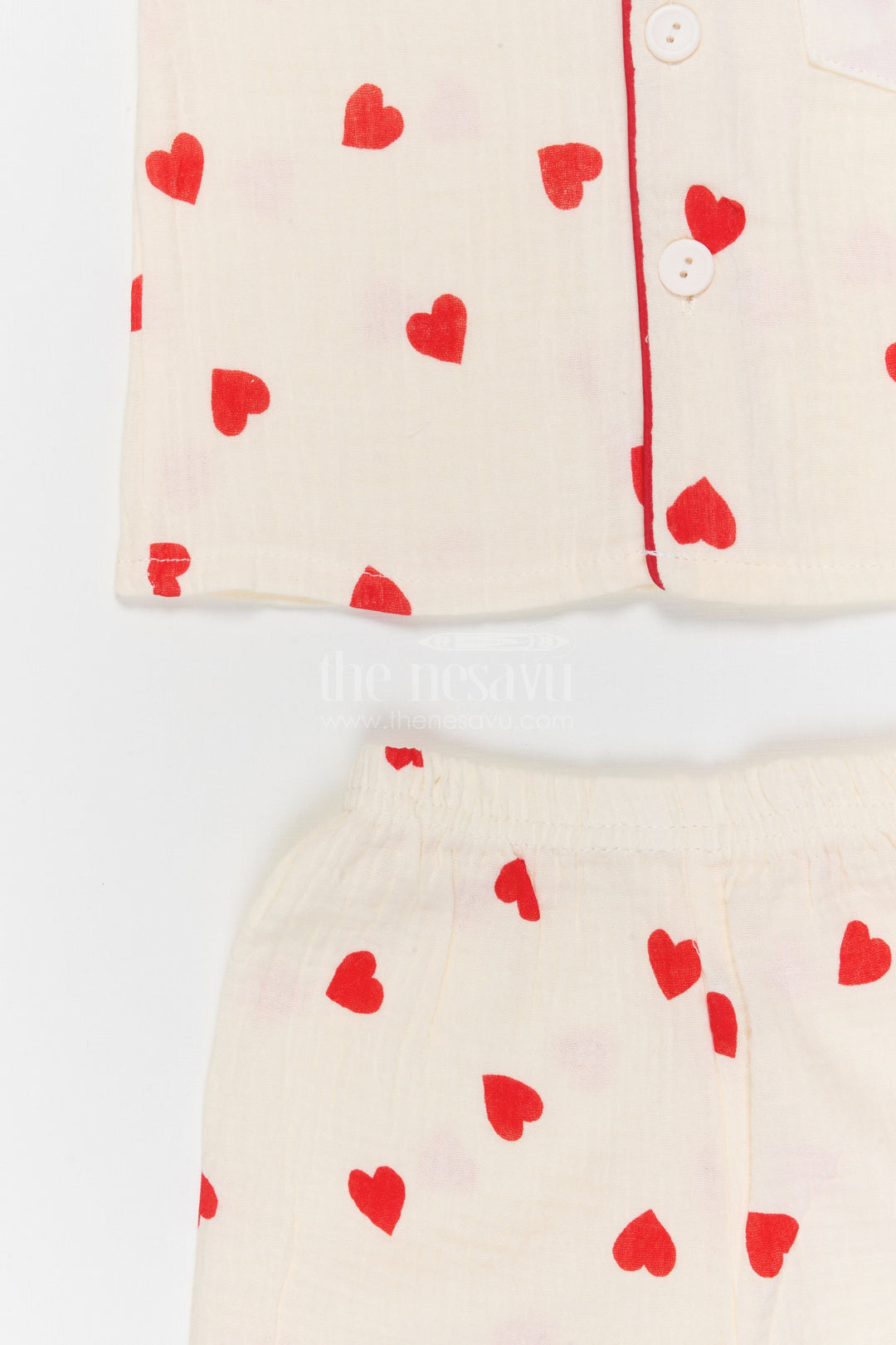 The Nesavu Night Dress Kids Cotton Suit for Comfortable Summer Sleep Nesavu Nesavu Kids Muslin Cotton Night Suit With Digital Print For Summer Sleepwear