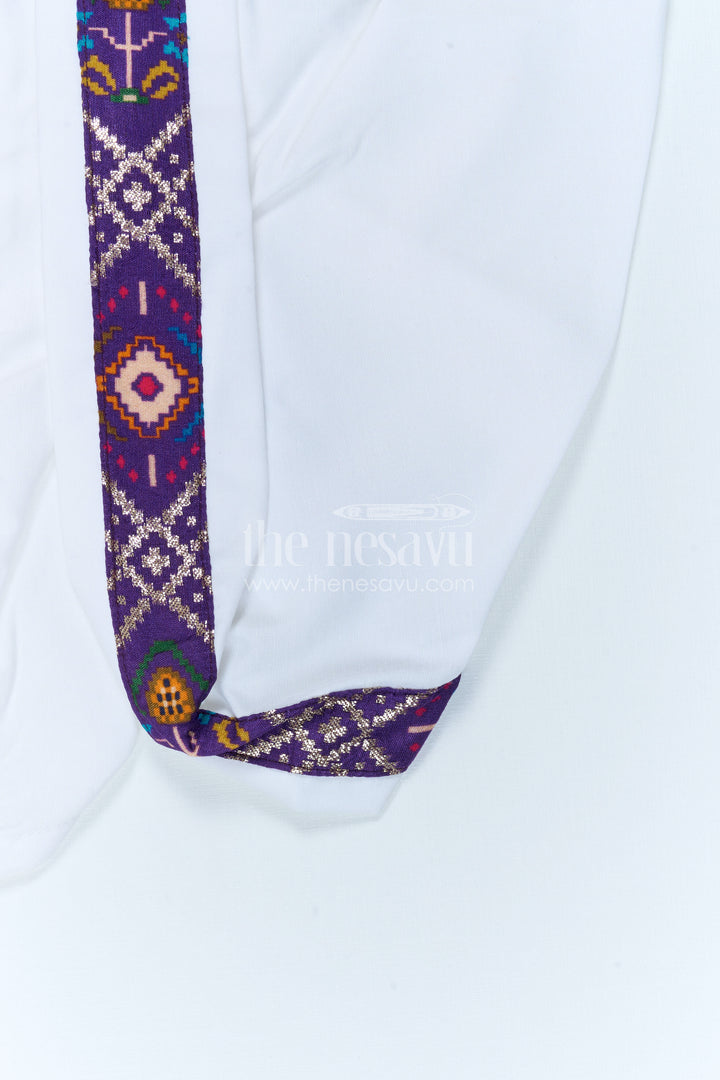 The Nesavu Boys Dothi Set Kids Ethnic Dothi Outfit for Wedding and Festive Functions Nesavu Nesavu Kids Ethnic Dothi Outfit With Patola Print For Weddings And Festive Celebrations