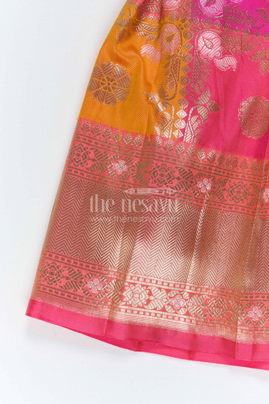 The Nesavu Silk Frock Kids Festive Silk Dress for Traditional Celebrations and Photos Nesavu Nesavu Kids Festive Silk Dress With Colorful Woven Skirt For Weddings And Family Celebrations