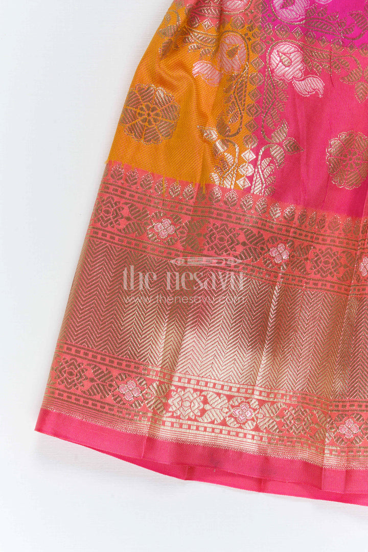 The Nesavu Silk Frock Kids Festive Silk Dress for Traditional Celebrations and Photos Nesavu Nesavu Kids Festive Silk Dress With Colorful Woven Skirt For Weddings And Family Celebrations