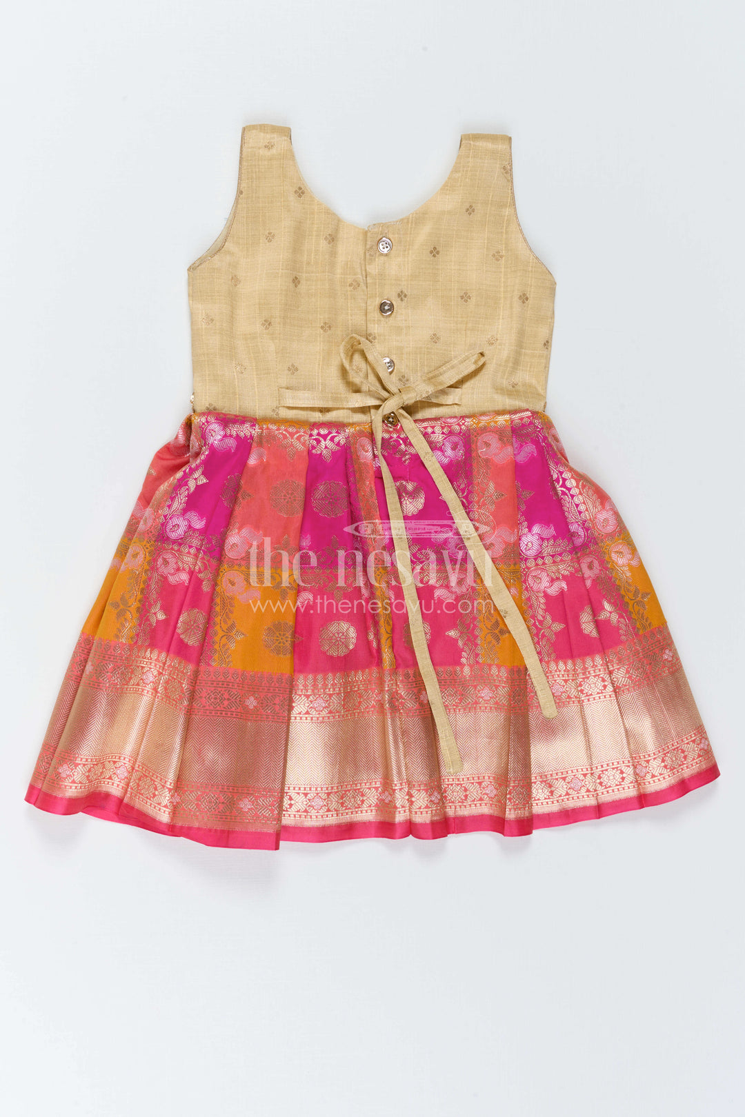The Nesavu Silk Frock Kids Festive Silk Dress for Traditional Celebrations and Photos Nesavu Nesavu Kids Festive Silk Dress With Colorful Woven Skirt For Weddings And Family Celebrations