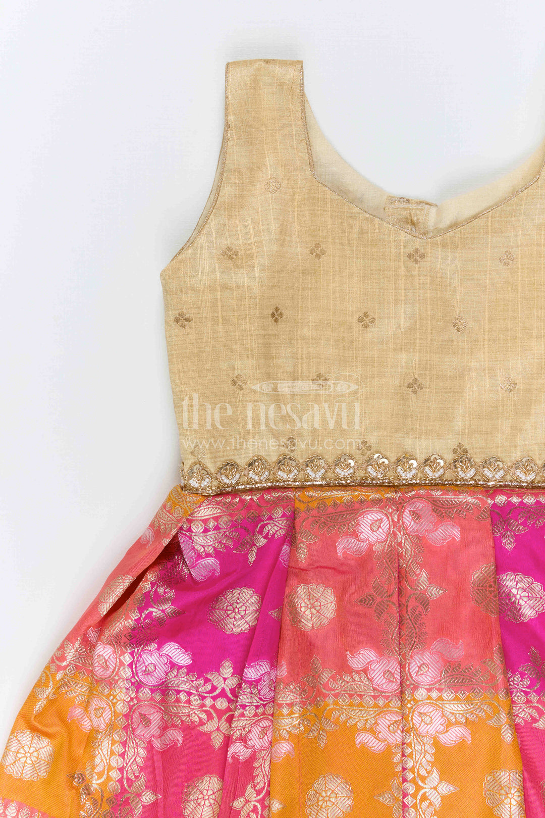The Nesavu Silk Frock Kids Festive Silk Dress for Traditional Celebrations and Photos Nesavu Nesavu Kids Festive Silk Dress With Colorful Woven Skirt For Weddings And Family Celebrations