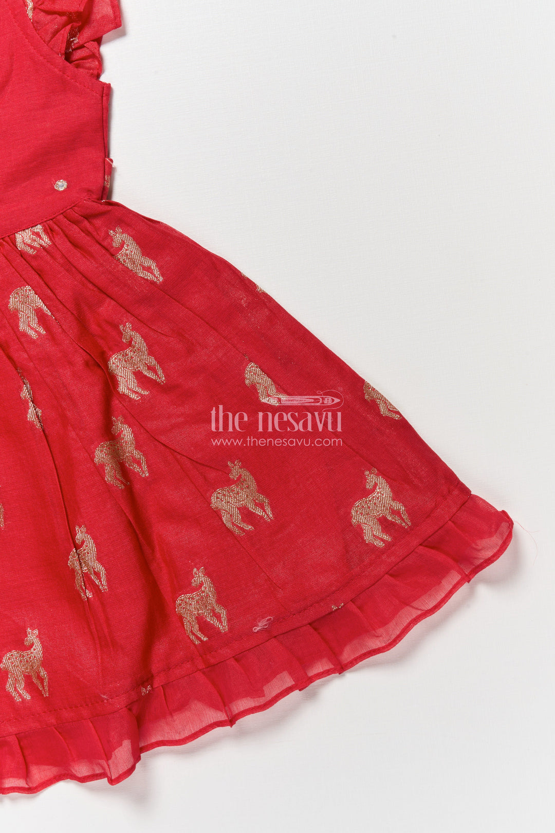 The Nesavu Girls Chanderi Frock Kids Frock for Festive Occasions and Ethnic Celebrations Nesavu Nesavu kids frock festive occasions weddings cultural celebrations
