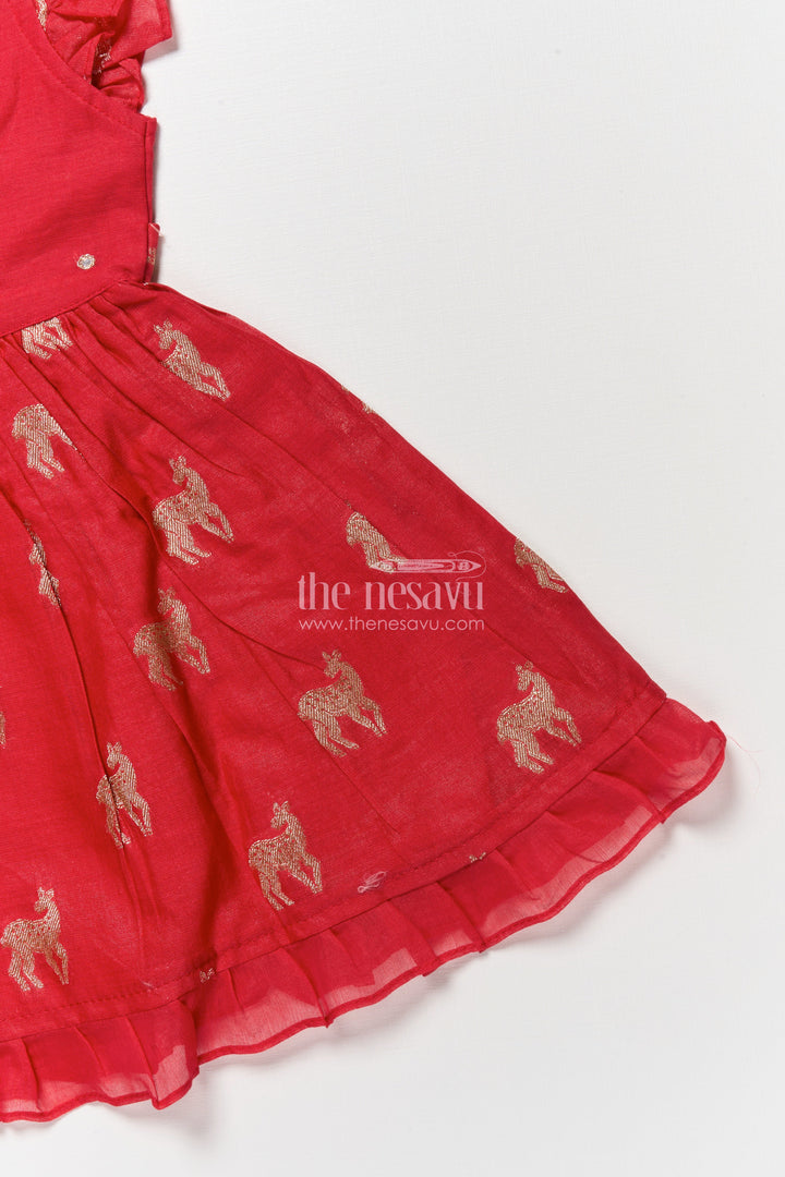 The Nesavu Girls Chanderi Frock Kids Frock for Festive Occasions and Ethnic Celebrations Nesavu Nesavu kids frock festive occasions weddings cultural celebrations