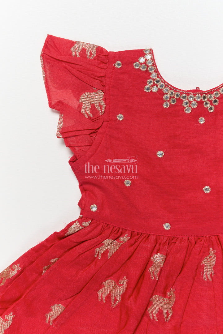 The Nesavu Girls Chanderi Frock Kids Frock for Festive Occasions and Ethnic Celebrations Nesavu Nesavu kids frock festive occasions weddings cultural celebrations