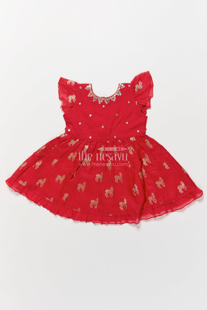 The Nesavu Girls Chanderi Frock Kids Frock for Festive Occasions and Ethnic Celebrations Nesavu Nesavu kids frock festive occasions weddings cultural celebrations