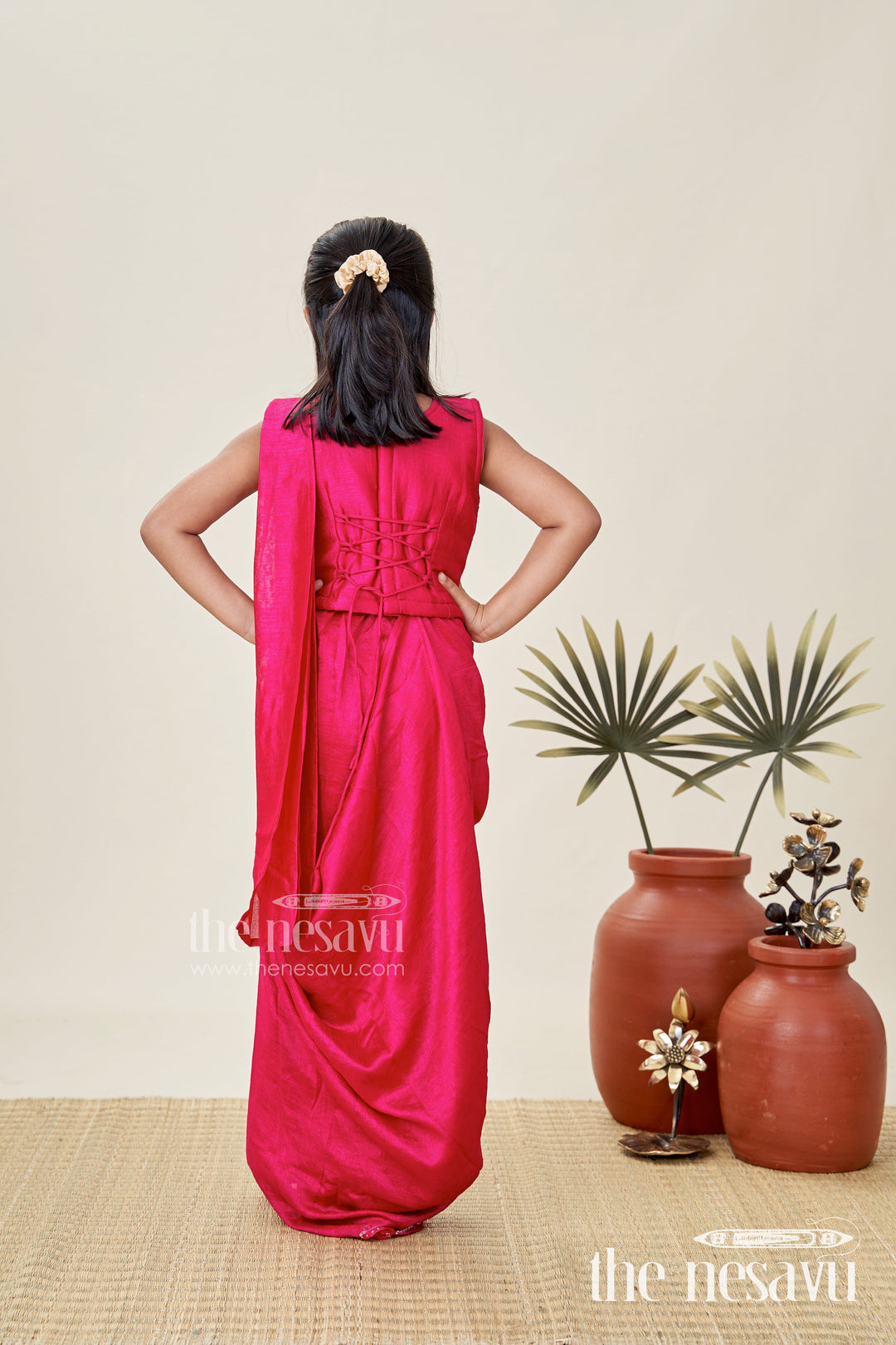 The Nesavu Girls Lehenga Choli Kids Lehenga Choli Set for Girls in Maroon Georgette with Embroidered Blouse and Matching Dupatta Nesavu Nesavu Kids Maroon Lehenga Choli Set Girls Georgette Embroidered Blouse Dupatta