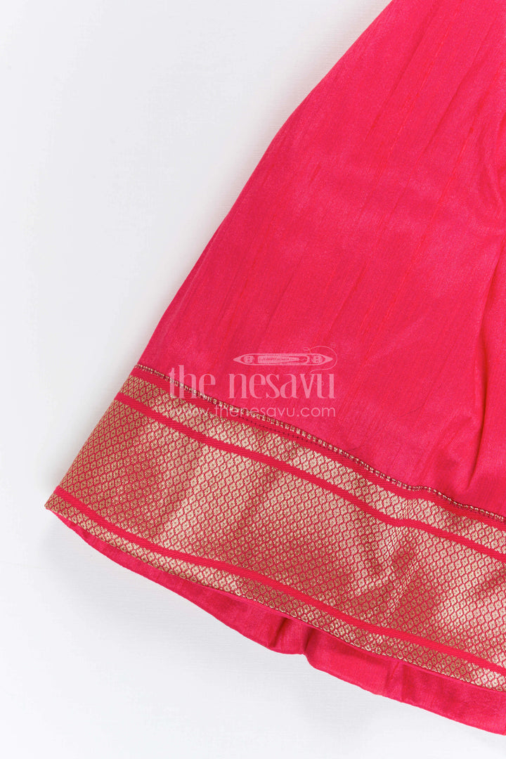 The Nesavu Pattu Pavadai Kids Traditional Pattu Pavadai for Festive Family Occasions Nesavu Nesavu Kids Traditional Pattu Pavadai With Paithani Woven Blouse For Festive Occasions