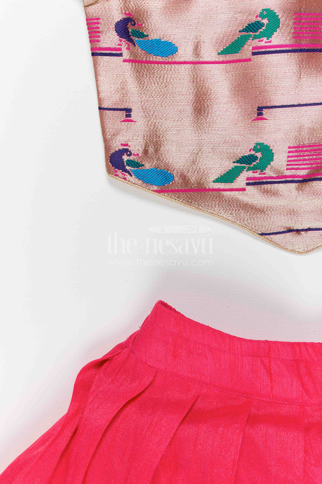 The Nesavu Pattu Pavadai Kids Traditional Pattu Pavadai for Festive Family Occasions Nesavu Nesavu Kids Traditional Pattu Pavadai With Paithani Woven Blouse For Festive Occasions