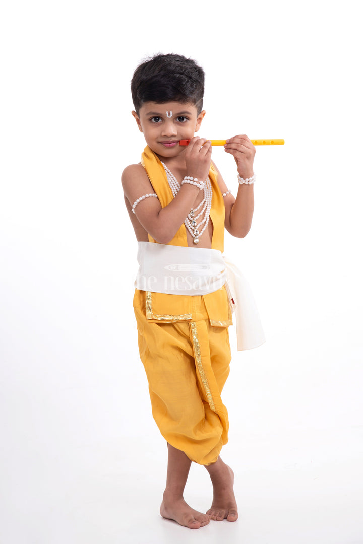 The Nesavu Boys Dothi Set Krishna Fancy Dress Set for Boys with Accessories Nesavu Nesavu Mathura Krishna Fancy Dress Set for Boys with Complete Accessories