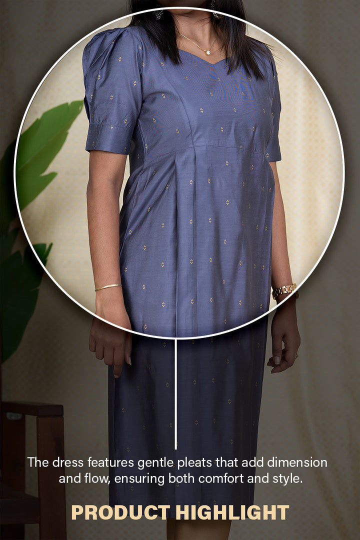 The Nesavu Womens Straight Kurtas Kurtas for Women Onlinecharcoal Grey Viscose Silk Heart Neck Kurta Nesavu Kurtas for Women Online - Charcoal Grey Viscose Silk Heart Neck Kurta | The Nesavu