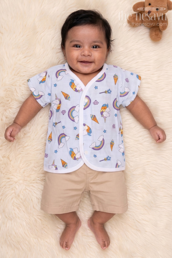 The Nesavu Baby Jablas Lavender Jhabla: Adorable Cartoon Print for Newborns Nesavu 10 (NB) / Purple IF014A-10 Baby Skirt Online | New Born Baby dress | The Nesavu