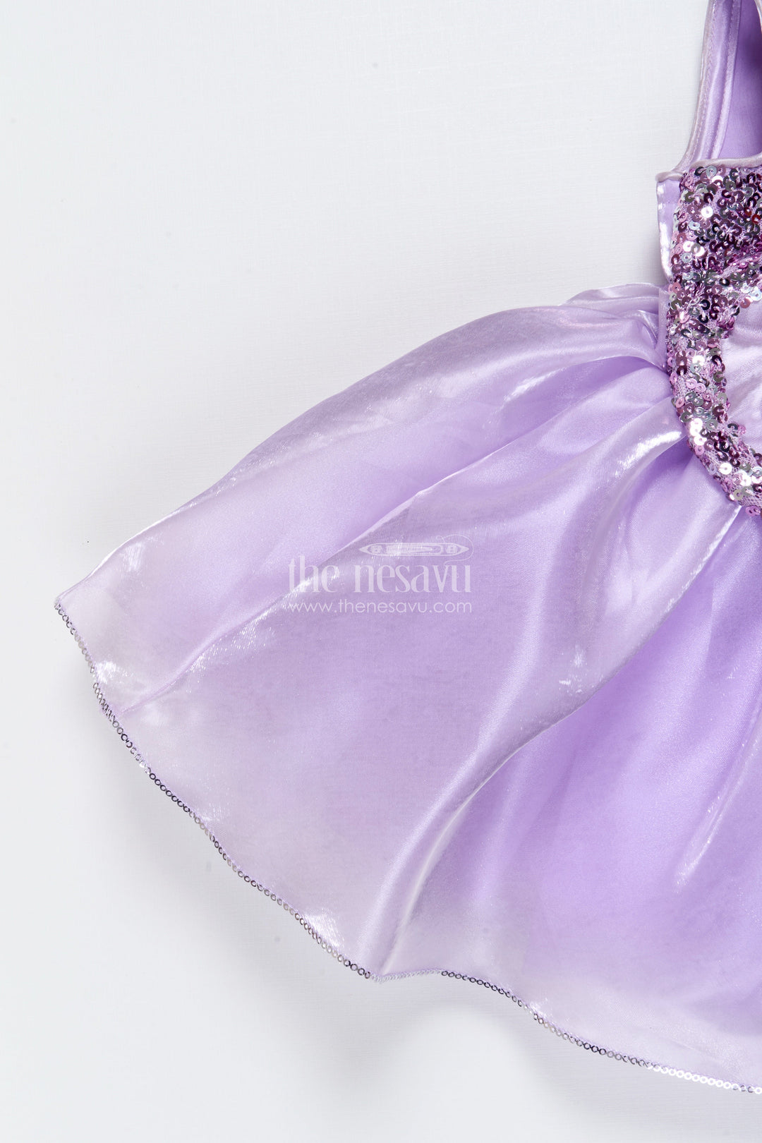 The Nesavu Girls Fancy Party Frock Lavender Party Frock for Girls Sequin Yoke Organza Dress for Birthdays Nesavu Nesavu Lavender Party Frock Girls Sequin Yoke Organza Dress Birthdays Celebrations