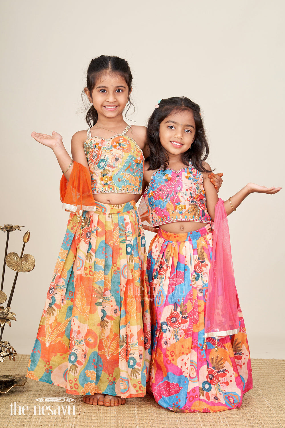 The Nesavu Girls Lehenga Choli Lehenga choli for girls with embroidered blouse and dupatta Nesavu Nesavu multicolor girls georgette lehenga choli with embroidered blouse and dupatta for weddings