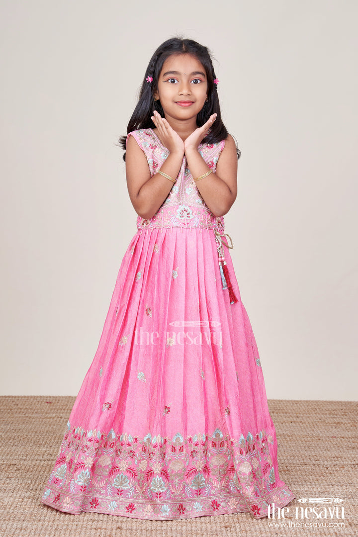 The Nesavu Girls Lehenga Choli Lehenga Choli for Girls with Embroidery for Weddings and Celebrations Nesavu 24 (5Y) / Pink GL717A-24 Nesavu lehenga choli girls embroidery perfect weddings festive events