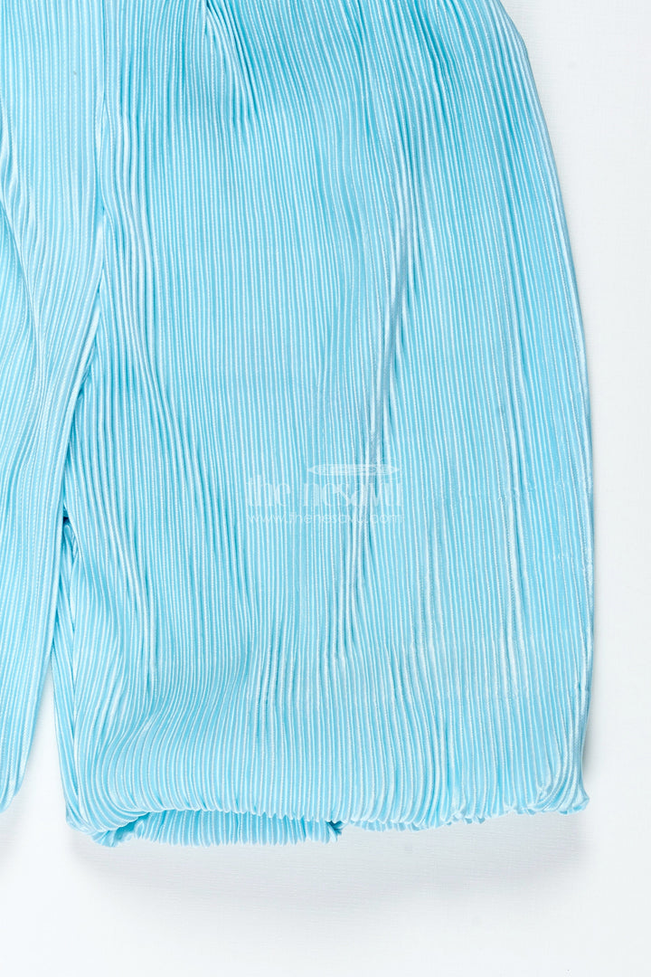 The Nesavu Girls Shorts Light Blue Velvet Shorts for Girls Festive and Winter Wear Nesavu Nesavu Girls Light Blue Pleated Velvet Shorts Party Winter Festive Wear