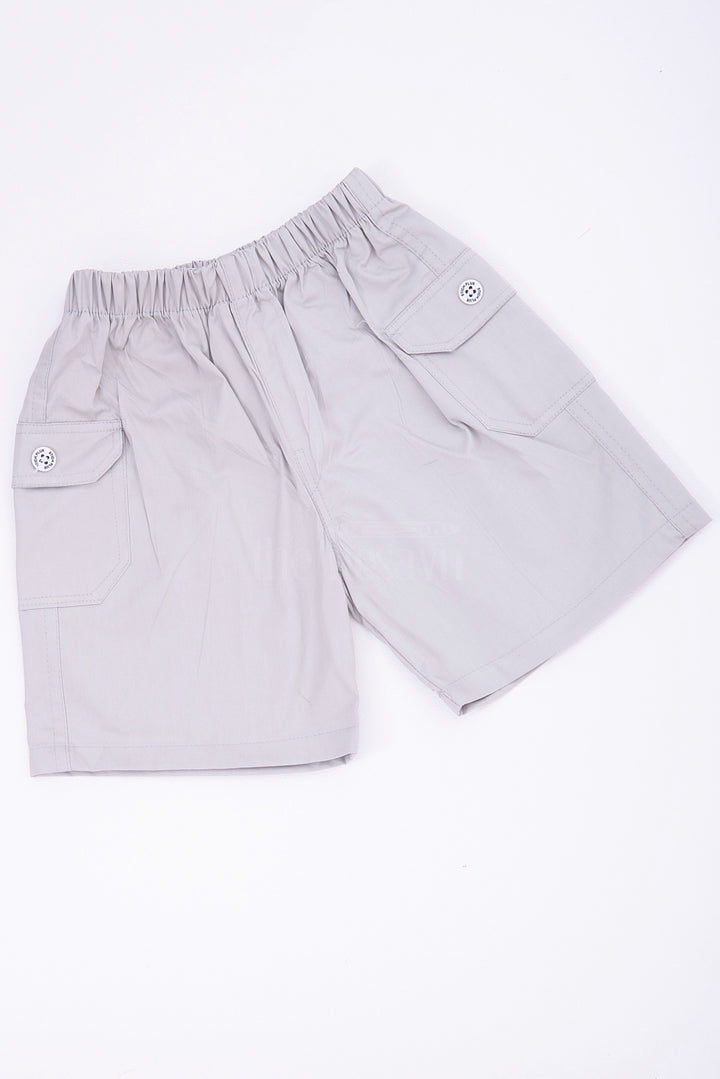 The Nesavu Boys Shorts Light Green Boys Cotton Cargo Shorts with Elastic Waist Nesavu The Nesavu Light Green Boys Cotton Cargo Shorts - Elastic Waist & Casual Wear