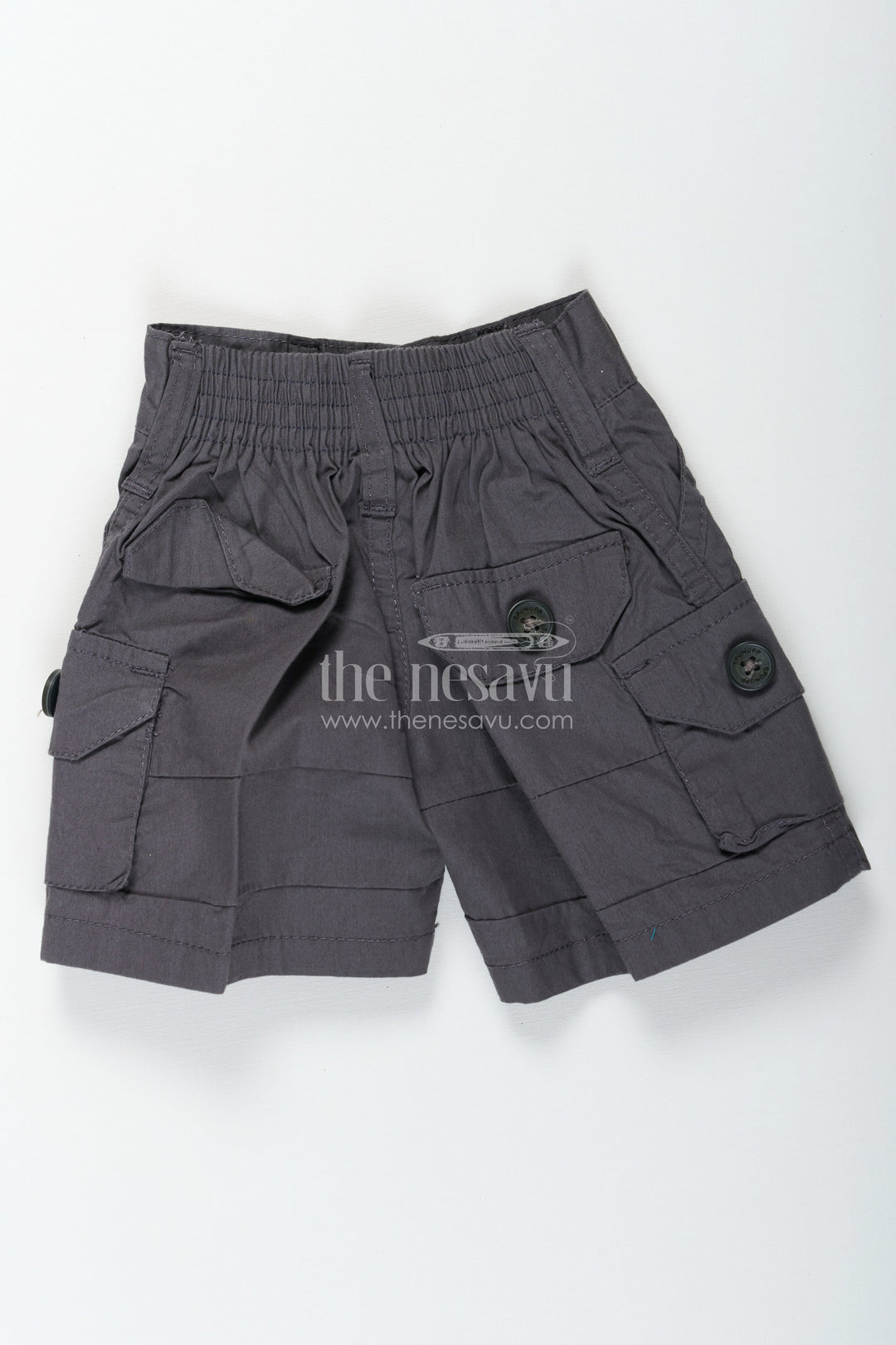 The Nesavu Boys Shorts Light Grey Boys Cargo Shorts with Elastic Waist Nesavu The Nesavu Light Grey Boys Cargo Shorts - Elastic Waist & Cotton