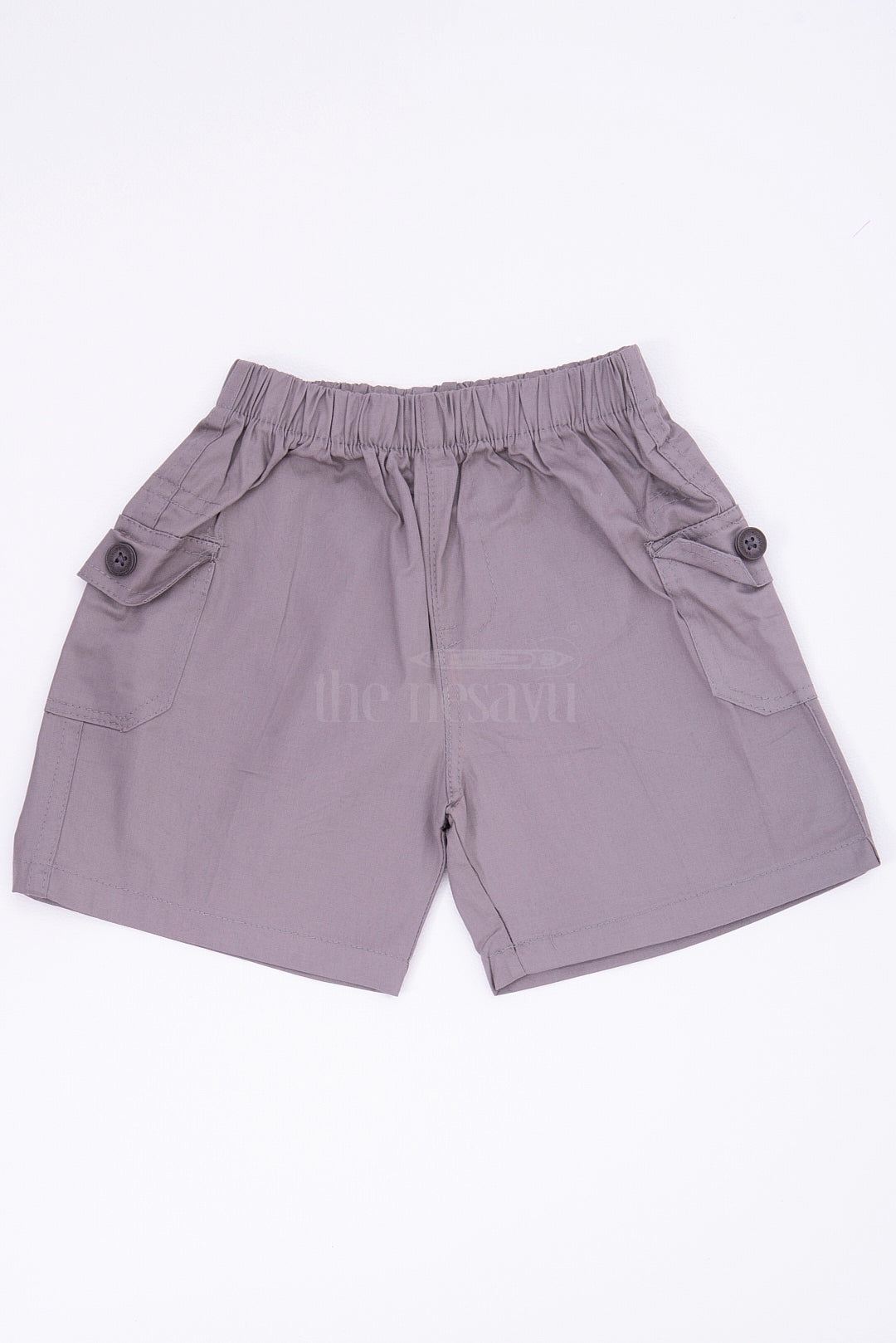 The Nesavu Boys Shorts Light Grey Boys Cotton Cargo Shorts with Elastic Waist Nesavu 16 (1Y) / Gray BWS010I-16 The Nesavu Light Grey Boys Cotton Cargo Shorts - Elastic Waist & Casual Style