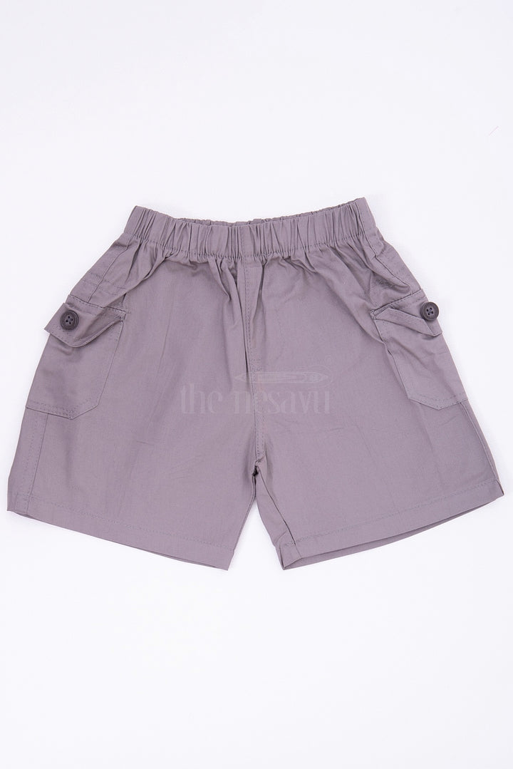 The Nesavu Boys Shorts Light Grey Boys Cotton Cargo Shorts with Elastic Waist Nesavu 16 (1Y) / Gray BWS010I-16 The Nesavu Light Grey Boys Cotton Cargo Shorts - Elastic Waist & Casual Style