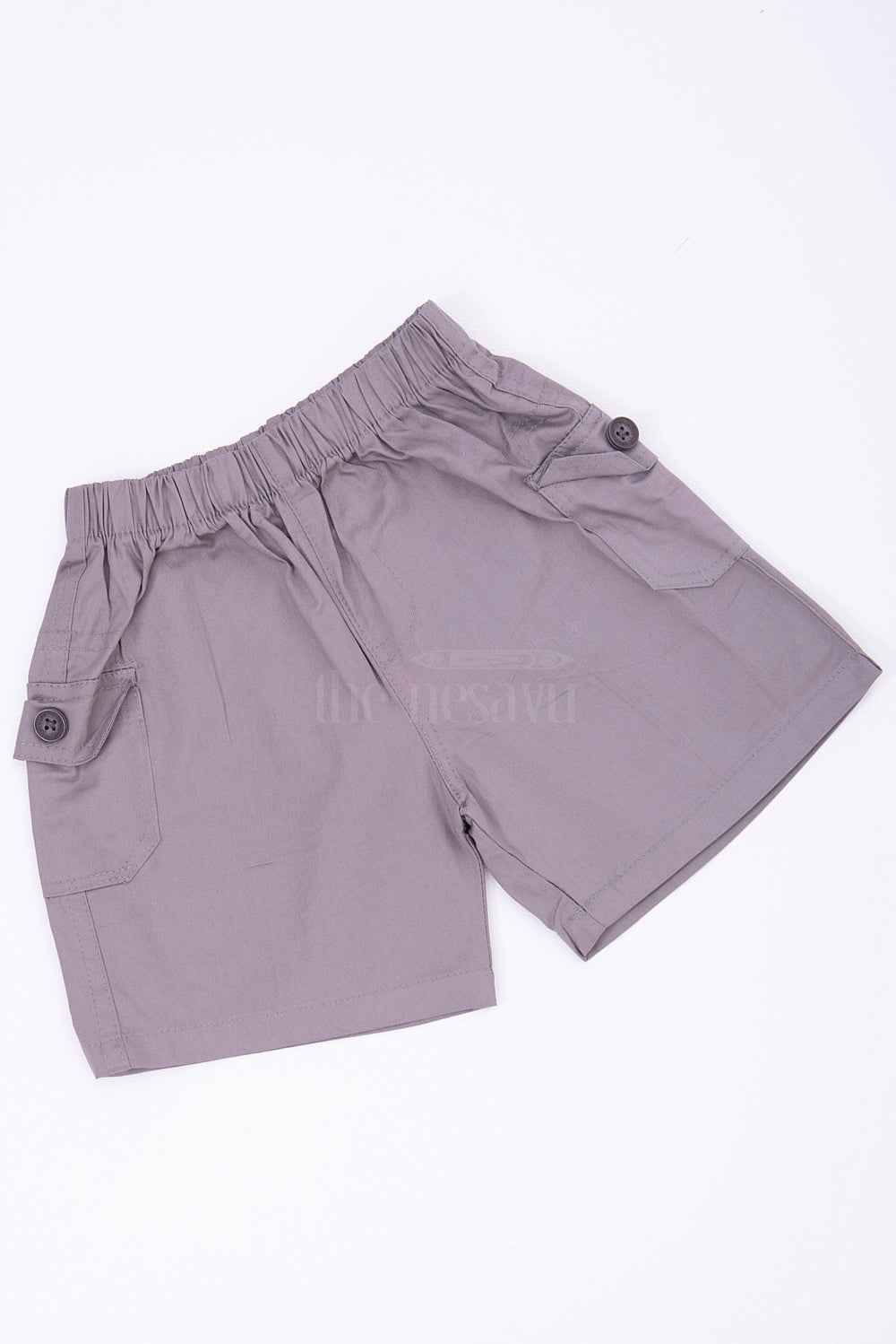 The Nesavu Boys Shorts Light Grey Boys Cotton Cargo Shorts with Elastic Waist Nesavu The Nesavu Light Grey Boys Cotton Cargo Shorts - Elastic Waist & Casual Style