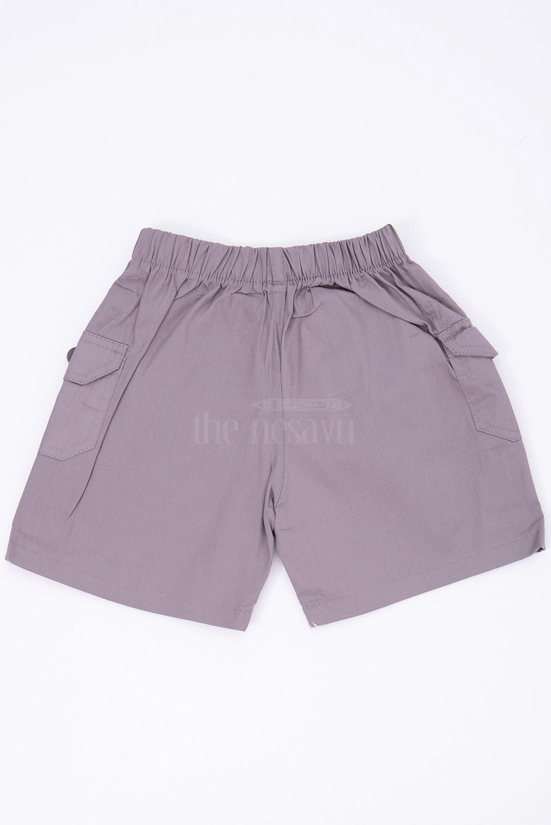 The Nesavu Boys Shorts Light Grey Boys Cotton Cargo Shorts with Elastic Waist Nesavu The Nesavu Light Grey Boys Cotton Cargo Shorts - Elastic Waist & Casual Style