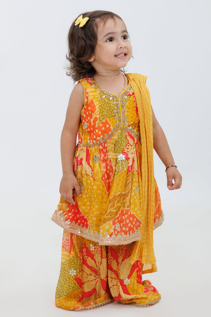 The Nesavu Girls Sharara / Plazo Set Little Bridal Maid Gharara Dress for Kids Nesavu Little Bridal Maid Gharara Dress for Kids - Special Event Wear