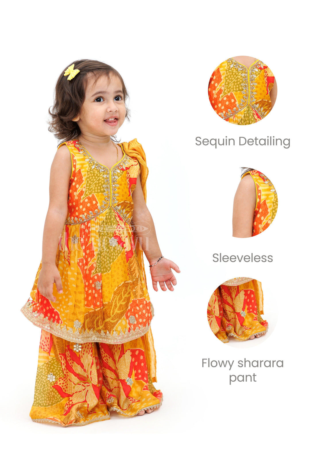 The Nesavu Girls Sharara / Plazo Set Little Bridal Maid Gharara Dress for Kids Nesavu Little Bridal Maid Gharara Dress for Kids - Special Event Wear