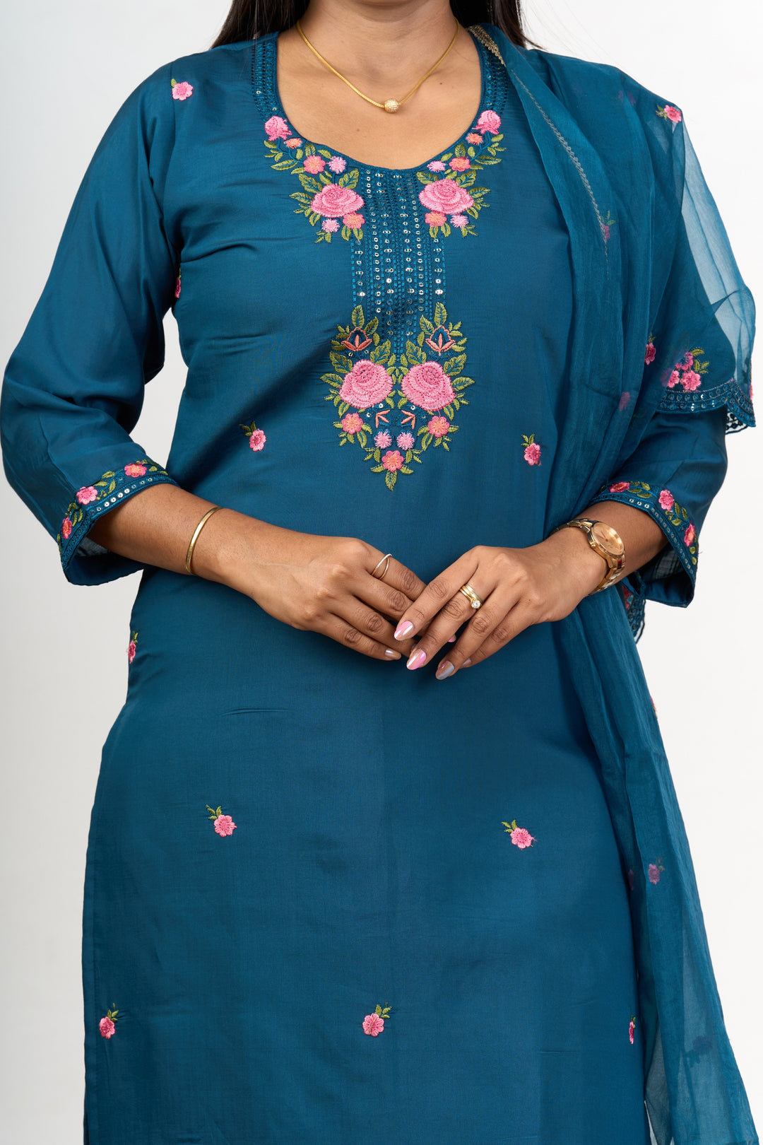 The Nesavu Womens Straight Suit Sets Lohri Function Dresses with Art Silk and Pink Floral Embroidery Womens Straight Suit Set Nesavu Lohri Function Dresses Womens Art Silk Straight Suit Set Pink Floral Embroidery | The Nesavu