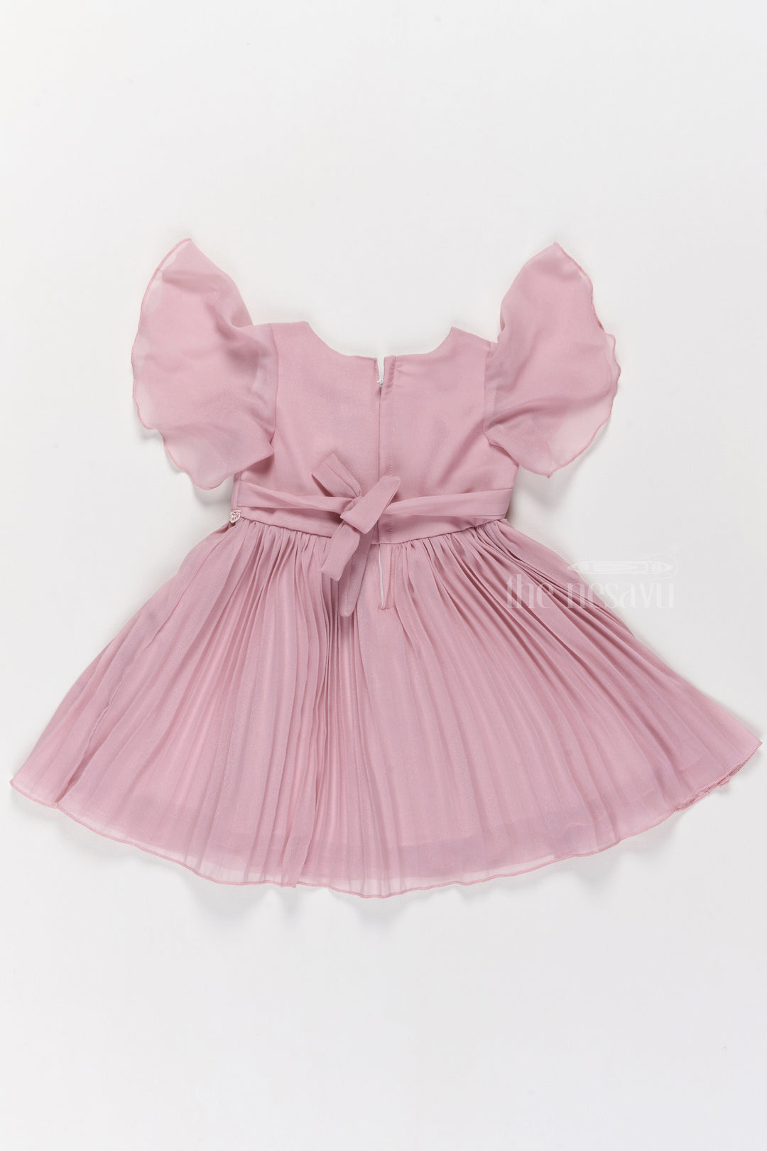 The Nesavu Girls Fancy Frock Lovely Pink Fancy Party Wear Dress for Girls with Delicate Embroidery and Puff Sleeves Nesavu Pink Fancy Party Wear Dress Girls Puff Sleeves Embroidery | The Nesavu