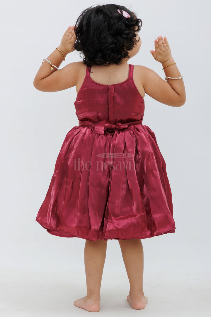 The Nesavu Baby Fancy Frock Magenta Glaze Organza Frock with Floral Embellishment Nesavu Magenta Glaze Organza Frock with Floral Embellishment - Nesavu