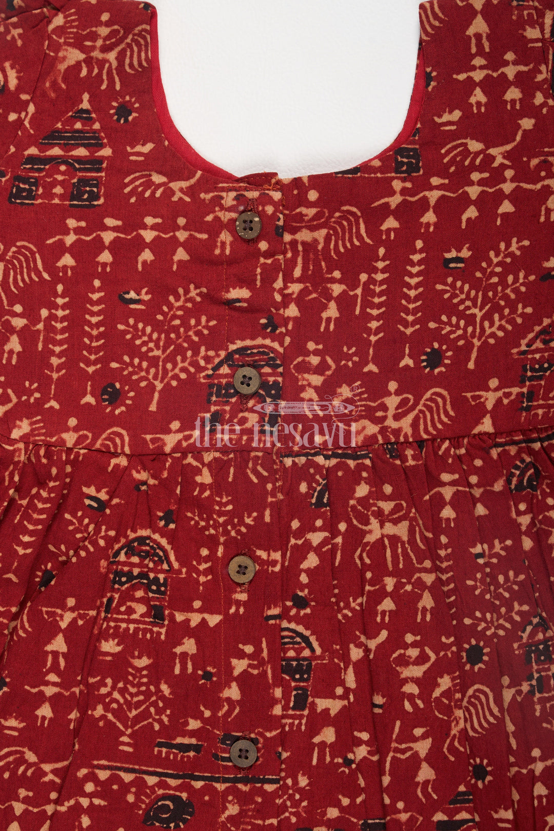 The Nesavu Baby Cotton Frocks Maroon Bagru Print Cotton Baby Frock for Girls with Traditional Motifs Nesavu Maroon Bagru Print Cotton Baby Frock for Girls with Traditional Motifs Nesavu