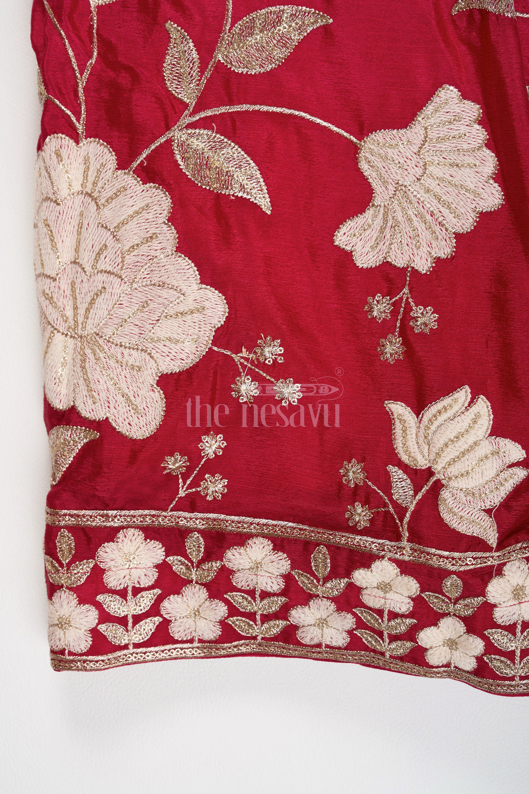 The Nesavu Girls Lehenga Choli Maroon Chinon Silk Girls Lehenga Choli with Designer Thread Embroidery for Festive and Wedding Celebrations Nesavu Nesavu Maroon Chinon Silk Girls Lehenga Choli Designer Embroidery Perfect Weddings Festive Events