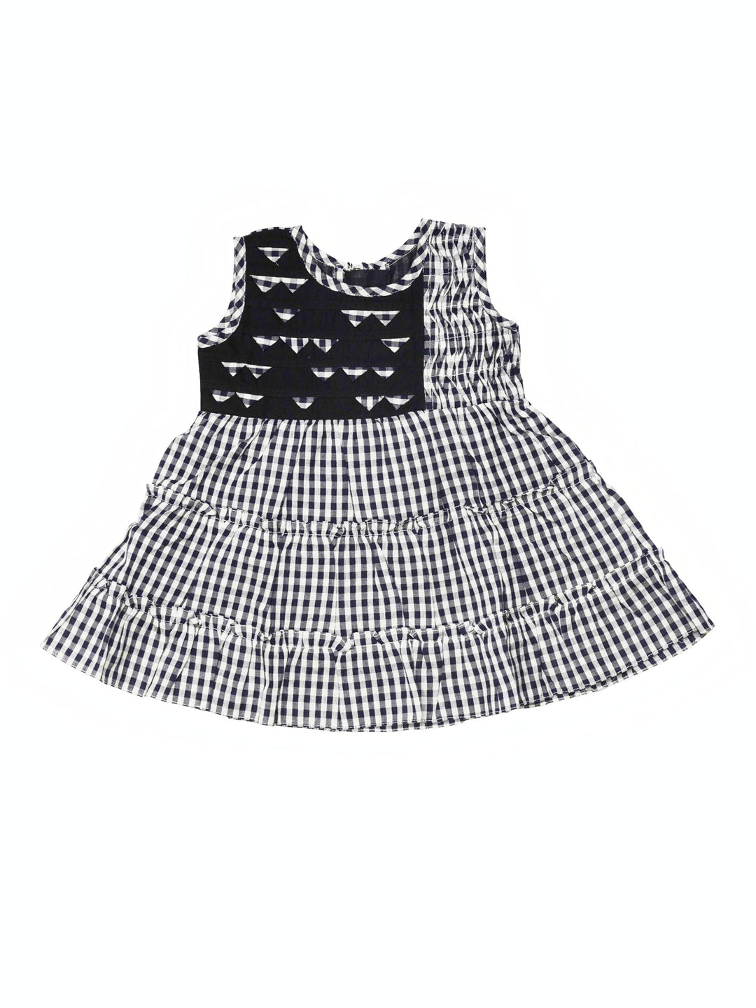 The Nesavu Baby Cotton Frocks Mini Checked Designer Cotton Dress for Newborn Girls Nesavu 10 (NB) / Black BFJ226-10 Mini Checked Designer Cotton Dress for Newborn Girls