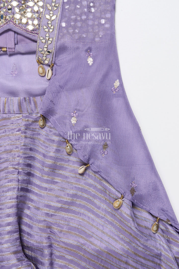 The Nesavu Girls Sharara / Plazo Set Mirror Embroidered Sharara Set for Girls In Viscose Georgette Ethnic Glam for Weddings Nesavu Nesavu girls viscose georgette sharara set mirror work festive wedding outfit kids