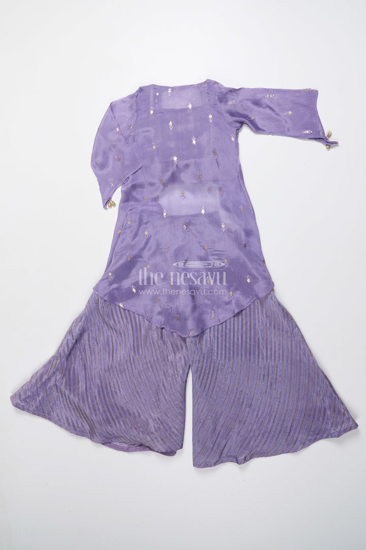 The Nesavu Girls Sharara / Plazo Set Mirror Embroidered Sharara Set for Girls In Viscose Georgette Ethnic Glam for Weddings Nesavu Nesavu girls viscose georgette sharara set mirror work festive wedding outfit kids