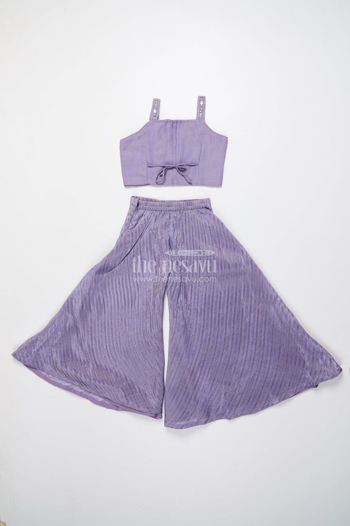 The Nesavu Girls Sharara / Plazo Set Mirror Embroidered Sharara Set for Girls In Viscose Georgette Ethnic Glam for Weddings Nesavu Nesavu girls viscose georgette sharara set mirror work festive wedding outfit kids