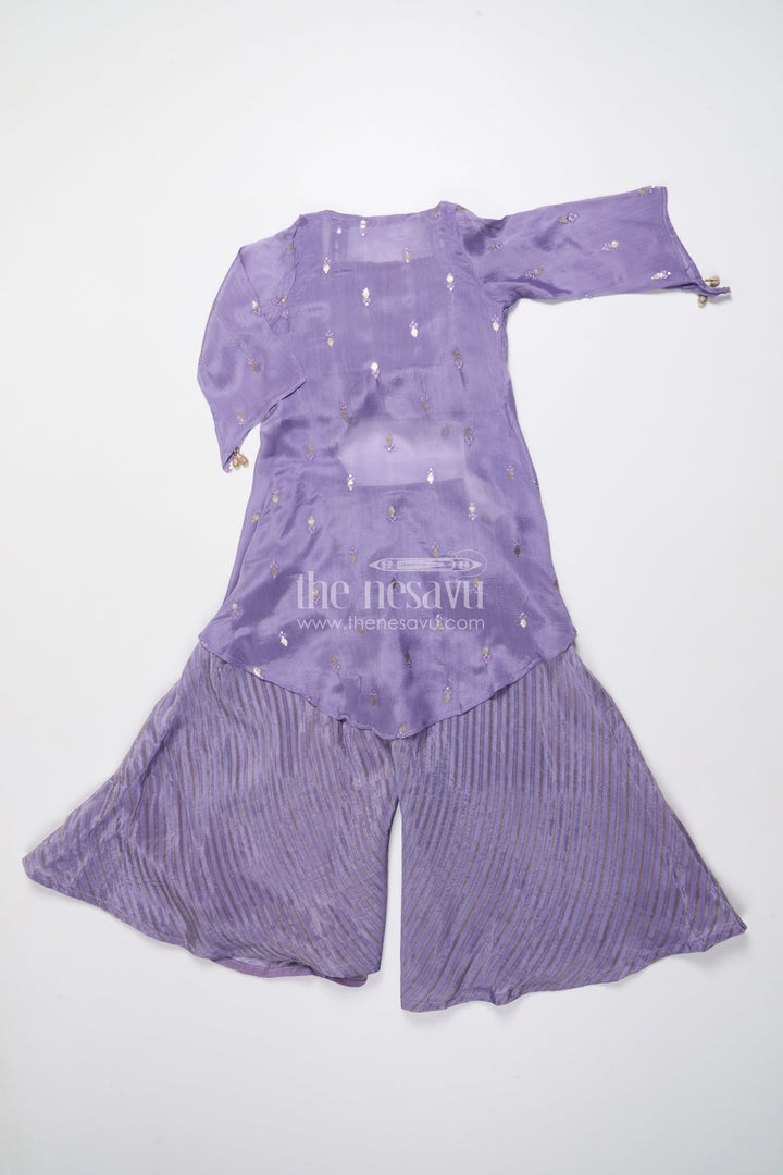 The Nesavu Girls Sharara / Plazo Set Mirror Embroidered Sharara Set for Girls In Viscose Georgette Ethnic Glam for Weddings Nesavu Nesavu girls viscose georgette sharara set mirror work festive wedding outfit kids