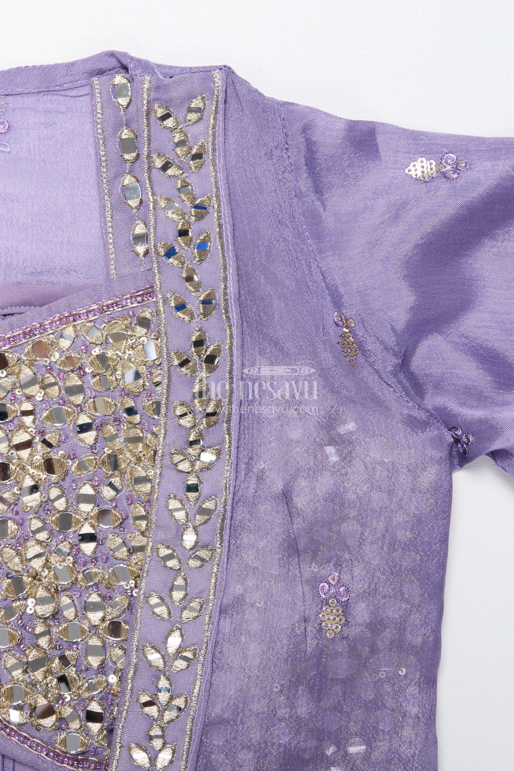 The Nesavu Girls Sharara / Plazo Set Mirror Embroidered Sharara Set for Girls In Viscose Georgette Ethnic Glam for Weddings Nesavu Nesavu girls viscose georgette sharara set mirror work festive wedding outfit kids