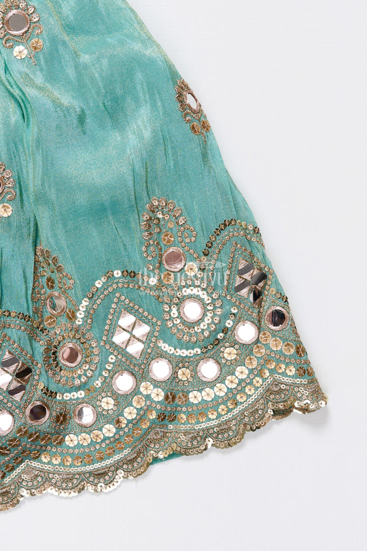 The Nesavu Girls Lehenga Choli Mirror Work Lehenga Choli for Baby Girl for Weddings and Birthdays Nesavu Nesavu baby girl lehenga choli mirror work embroidery weddings festive celebrations