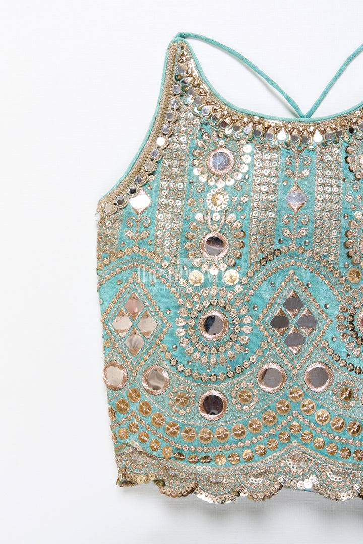 The Nesavu Girls Lehenga Choli Mirror Work Lehenga Choli for Baby Girl for Weddings and Birthdays Nesavu Nesavu baby girl lehenga choli mirror work embroidery weddings festive celebrations