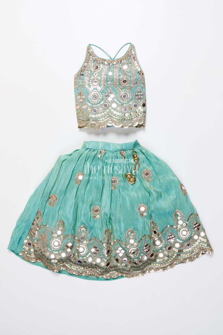 The Nesavu Girls Lehenga Choli Mirror Work Lehenga Choli for Baby Girl for Weddings and Birthdays Nesavu Nesavu baby girl lehenga choli mirror work embroidery weddings festive celebrations