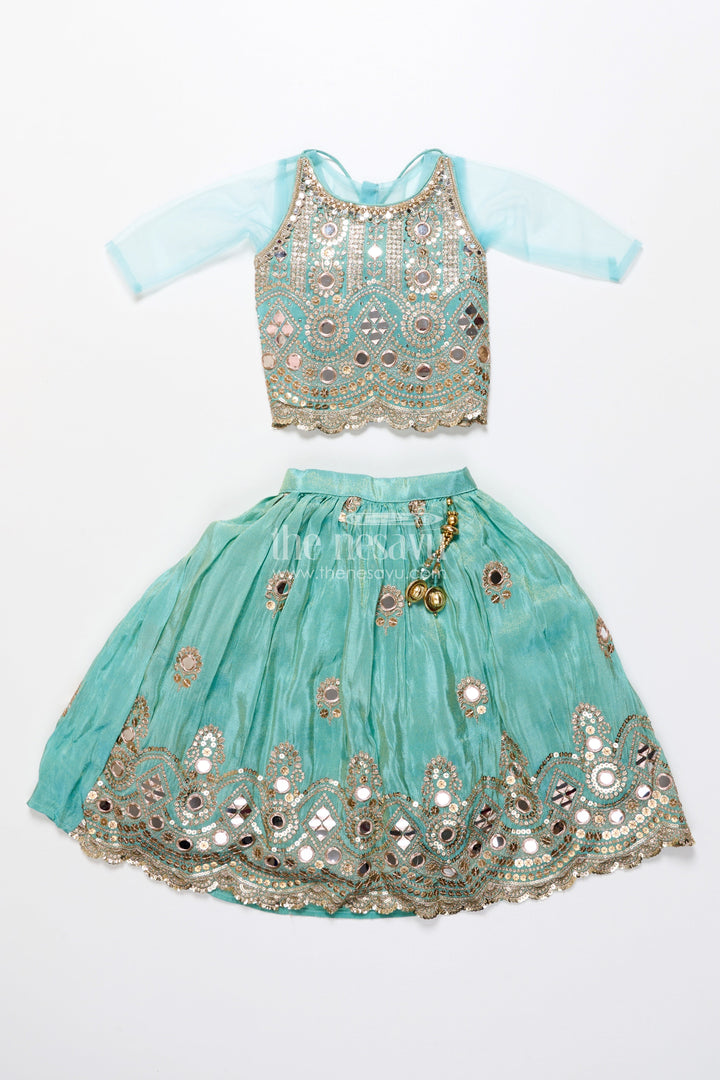 The Nesavu Girls Lehenga Choli Mirror Work Lehenga Choli for Baby Girl for Weddings and Birthdays Nesavu Nesavu baby girl lehenga choli mirror work embroidery weddings festive celebrations