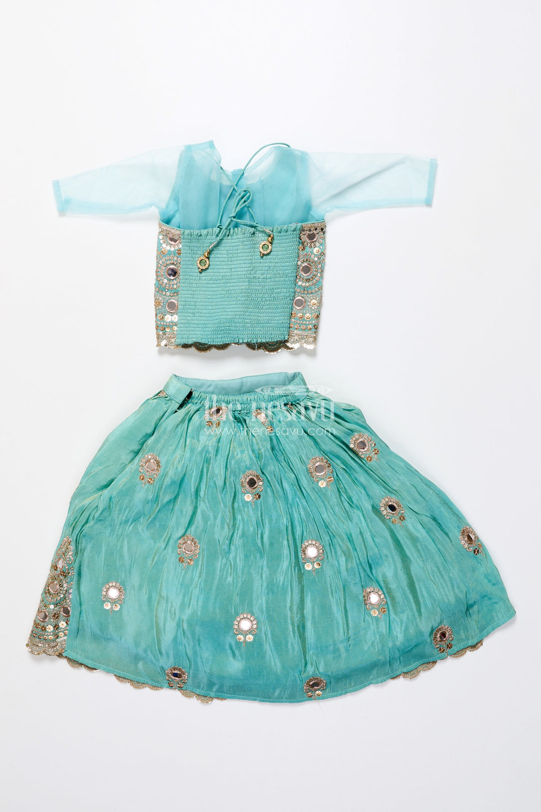 The Nesavu Girls Lehenga Choli Mirror Work Lehenga Choli for Baby Girl for Weddings and Birthdays Nesavu Nesavu baby girl lehenga choli mirror work embroidery weddings festive celebrations