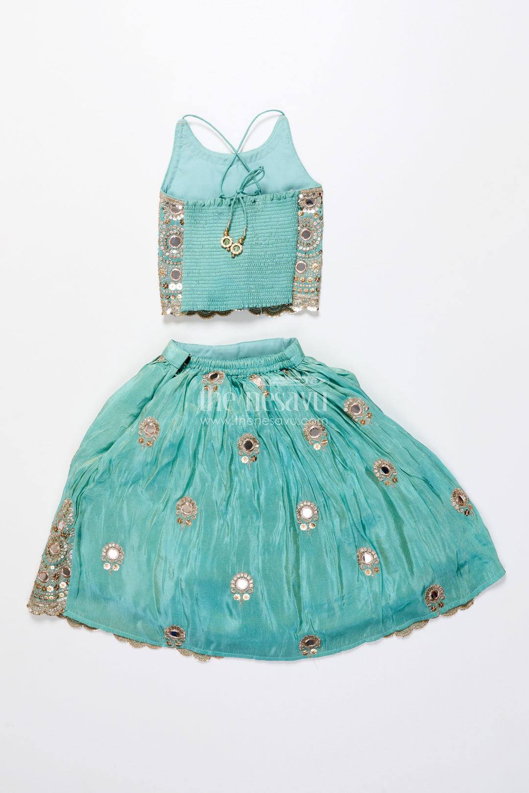 The Nesavu Girls Lehenga Choli Mirror Work Lehenga Choli for Baby Girl for Weddings and Birthdays Nesavu Nesavu baby girl lehenga choli mirror work embroidery weddings festive celebrations