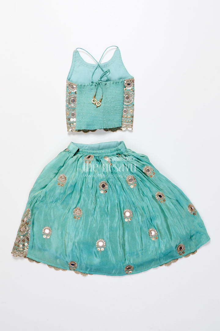 The Nesavu Girls Lehenga Choli Mirror Work Lehenga Choli for Baby Girl for Weddings and Birthdays Nesavu Nesavu baby girl lehenga choli mirror work embroidery weddings festive celebrations