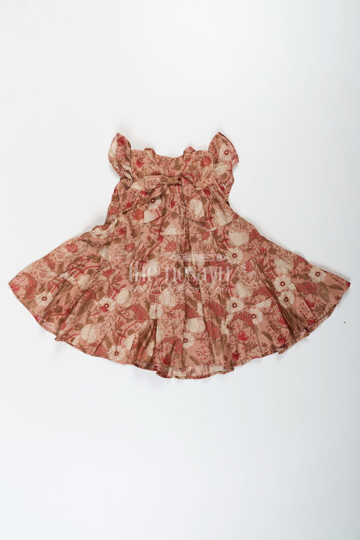 The Nesavu Girls Cotton Frock Modal Silk Frocks for Kids in Floral Printed Blend with Frill Sleeves and Soft Flared Layers Nesavu Modal Silk Frocks Kids Floral Digital Print Ruffle Sleeves Breathable Modal Silk Blend | The Nesavu